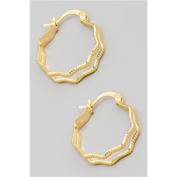 Fame Double Wavy Pincatch Hoop Earrings - Picture 1 of 3